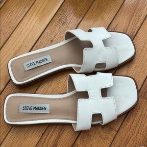 Steve Madden White Slide Sandals